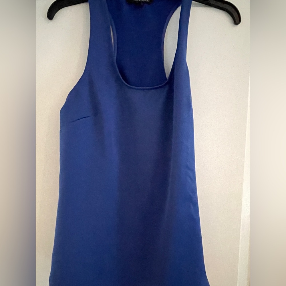 Blue satin racer-back top